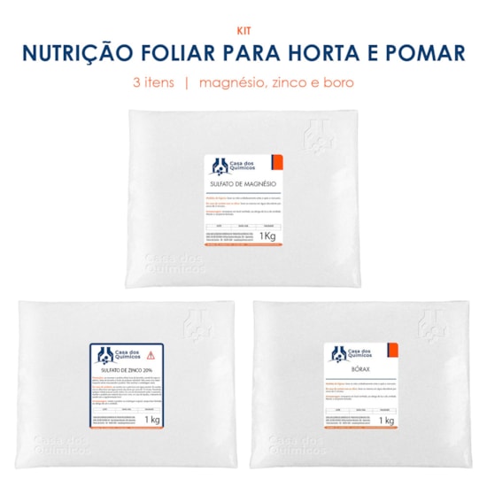Kit Nutrição Foliar para Horta e Pomar: Magnésio, Zinco e Boro