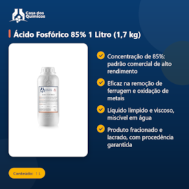 Segunda imagem do produto Ácido Fosfórico 85% 1 Litro (1,7 kg)