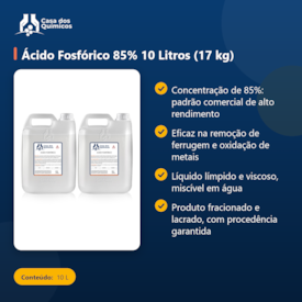Segunda imagem do produto Ácido Fosfórico 85% 10 Litros (17 kg)