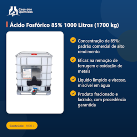 Segunda imagem do produto Ácido Fosfórico 85% 1000 Litros (1700 kg)