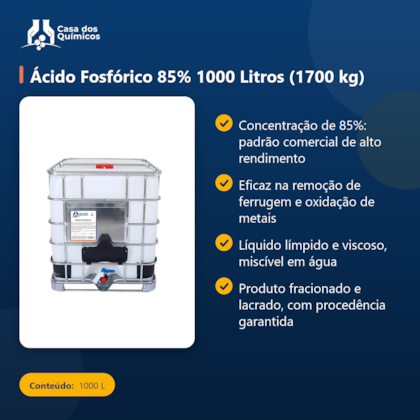 Segunda imagem do produto Ácido Fosfórico 85% 1000 Litros (1700 kg)