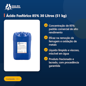 Segunda imagem do produto Ácido Fosfórico 85% 30 Litros (51 kg)