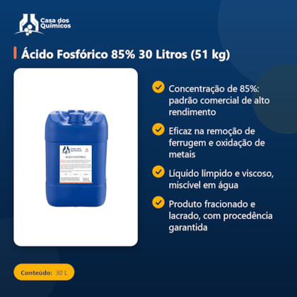 Segunda imagem do produto Ácido Fosfórico 85% 30 Litros (51 kg)