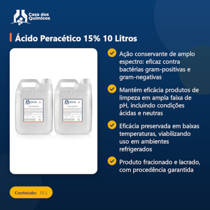 Segunda imagem do produto Ácido Peracético 15% 10 Litros