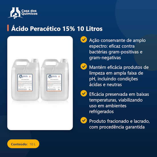 Segunda imagem do produto Ácido Peracético 15% 10 Litros