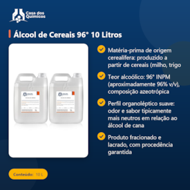 Segunda imagem do produto Álcool de Cereais 96° 10 Litros