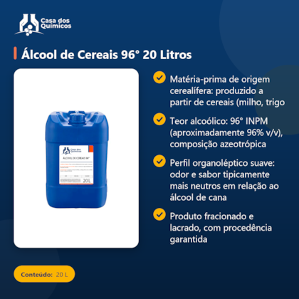 Segunda imagem do produto Álcool de Cereais 96° 20 Litros