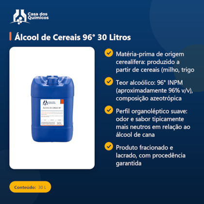 Segunda imagem do produto Álcool de Cereais 96° 30 Litros