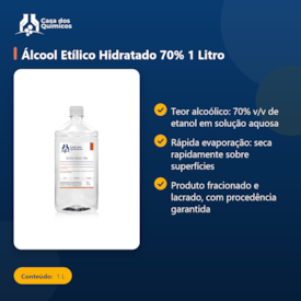Segunda imagem do produto Álcool Etílico Hidratado 70% 1 Litro
