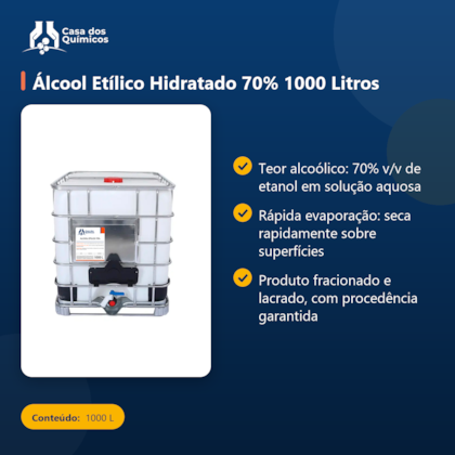 Segunda imagem do produto Álcool Etílico Hidratado 70% 1000 Litros