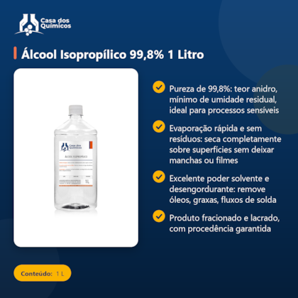 Segunda imagem do produto Álcool Isopropílico 99,8% 1 Litro
