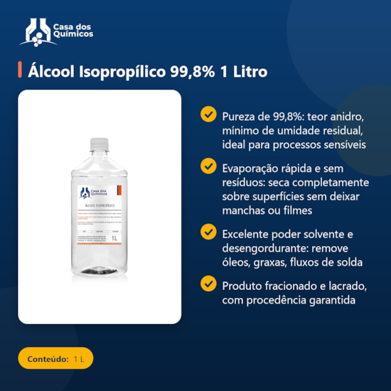 Segunda imagem do produto Álcool Isopropílico 99,8% 1 Litro