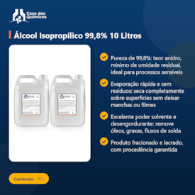 Segunda imagem do produto Álcool Isopropílico 99,8% 10 Litros