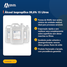 Segunda imagem do produto Álcool Isopropílico 99,8% 15 Litros