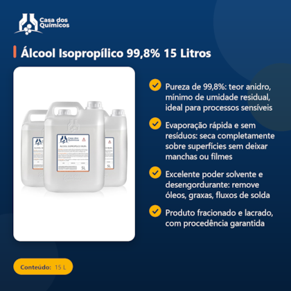 Segunda imagem do produto Álcool Isopropílico 99,8% 15 Litros