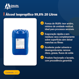 Segunda imagem do produto Álcool Isopropílico 99,8% 20 Litros