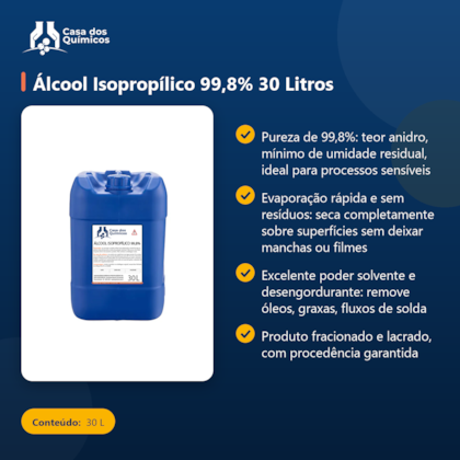 Segunda imagem do produto Álcool Isopropílico 99,8% 30 Litros