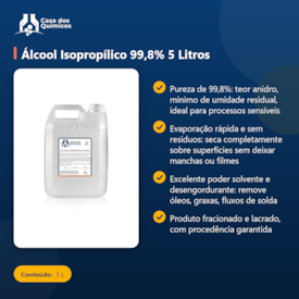 Segunda imagem do produto Álcool Isopropílico 99,8% 5 Litros