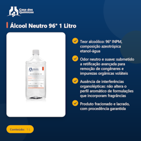 Segunda imagem do produto Álcool Neutro 96° 1 Litro