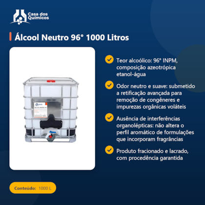 Segunda imagem do produto Álcool Neutro 96° 1000 Litros