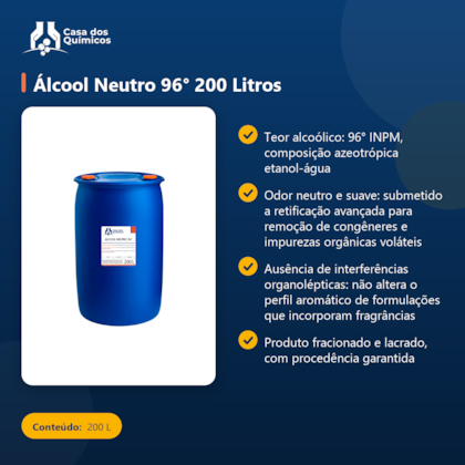 Segunda imagem do produto Álcool Neutro 96° 200 Litros