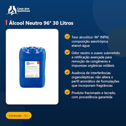 Segunda imagem do produto Álcool Neutro 96° 30 Litros