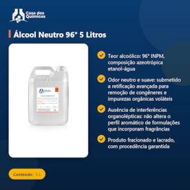 Segunda imagem do produto Álcool Neutro 96° 5 Litros
