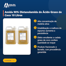 Segunda imagem do produto Amida 90% Dietanolamida do Ácido Graxo de Coco 10 Litros