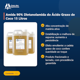 Segunda imagem do produto Amida 90% Dietanolamida do Ácido Graxo de Coco 15 Litros