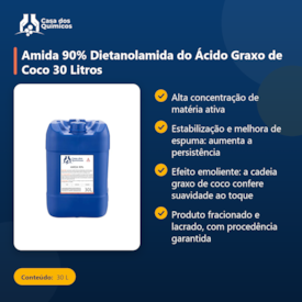Segunda imagem do produto Amida 90% Dietanolamida do Ácido Graxo de Coco 30 Litros