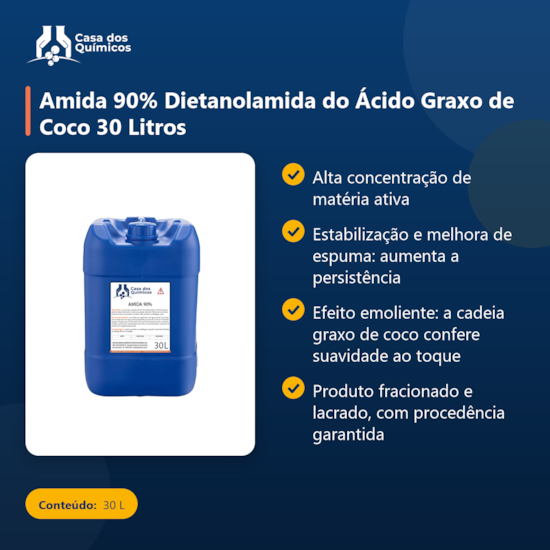 Segunda imagem do produto Amida 90% Dietanolamida do Ácido Graxo de Coco 30 Litros