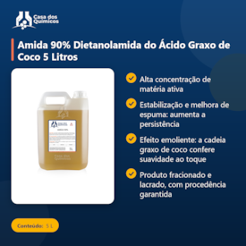 Segunda imagem do produto Amida 90% Dietanolamida do Ácido Graxo de Coco 5 Litros