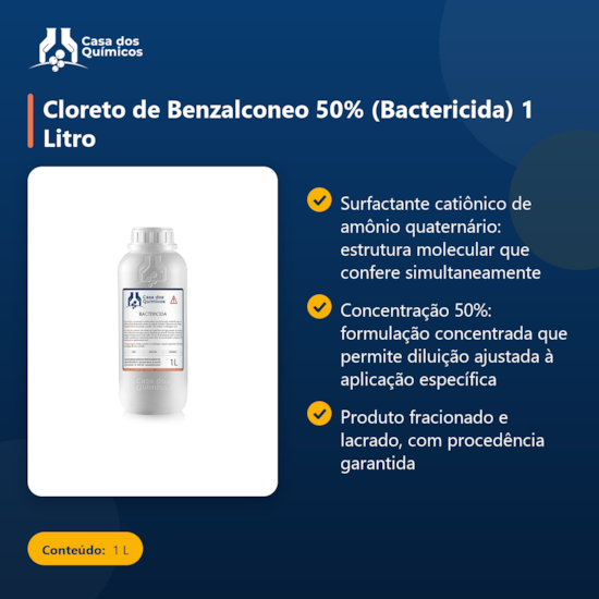 Segunda imagem do produto Cloreto de Benzalconeo 50% (Bactericida) 1 Litro