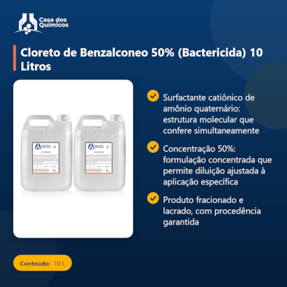 Segunda imagem do produto Cloreto de Benzalconeo 50% (Bactericida) 10 Litros