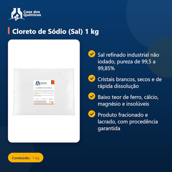 Segunda imagem do produto Cloreto de Sódio (Sal) 1 kg