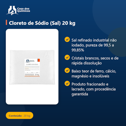 Segunda imagem do produto Cloreto de Sódio (Sal) 20 kg