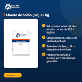 Segunda imagem do produto Cloreto de Sódio (Sal) 25 kg