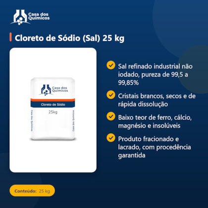 Segunda imagem do produto Cloreto de Sódio (Sal) 25 kg
