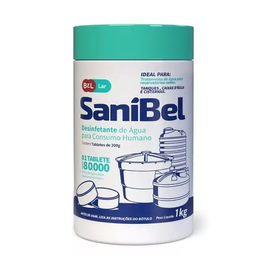 Cloro para Consumo Humano Sanibel 1 Kg - Embalagem com 5 Tabletes de 200g