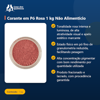 Segunda imagem do produto Corante em Pó Rosa 1 kg Não Alimentício