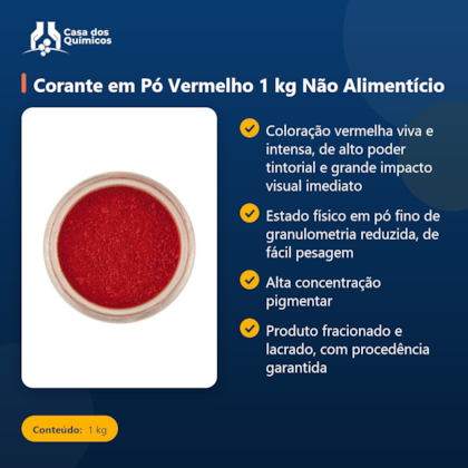 Segunda imagem do produto Corante em Pó Vermelho 1 kg Não Alimentício