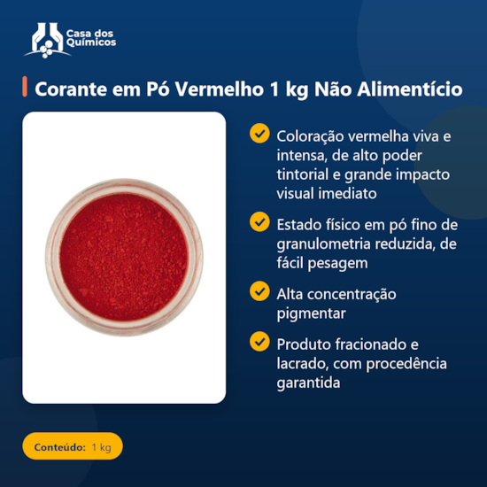 Segunda imagem do produto Corante em Pó Vermelho 1 kg Não Alimentício