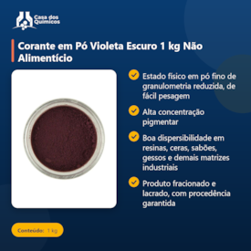 Segunda imagem do produto Corante em Pó Violeta Escuro 1 kg Não Alimentício