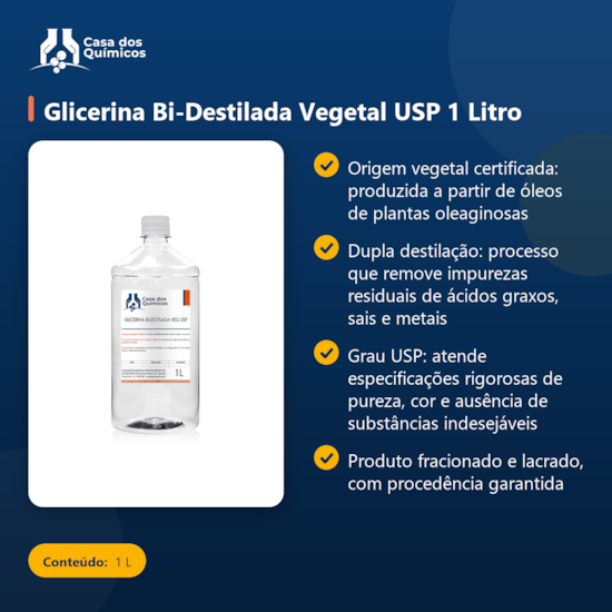 Segunda imagem do produto Glicerina Bi-Destilada Vegetal USP 1 Litro