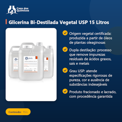 Segunda imagem do produto Glicerina Bi-Destilada Vegetal USP 15 Litros