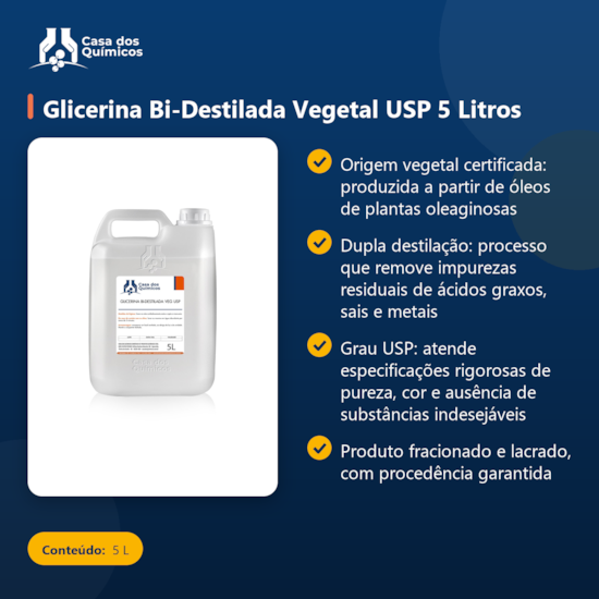 Segunda imagem do produto Glicerina Bi-Destilada Vegetal USP 5 Litros