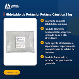 Segunda imagem do produto Hidróxido de Potássio, Potássa Cáustica 2 kg