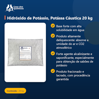 Segunda imagem do produto Hidróxido de Potássio, Potássa Cáustica 20 kg