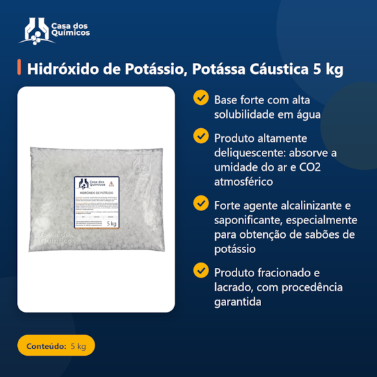 Segunda imagem do produto Hidróxido de Potássio, Potássa Cáustica 5 kg