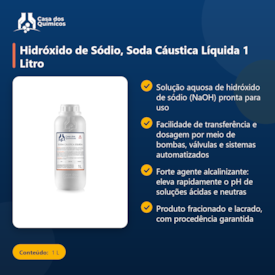 Segunda imagem do produto Hidróxido de Sódio, Soda Cáustica Líquida 1 Litro